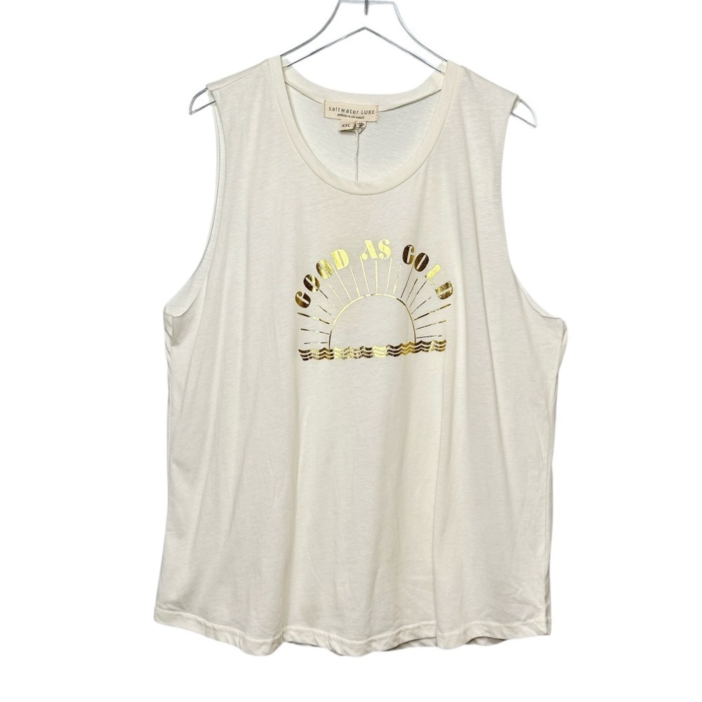 NEW Saltwater Luxe Cream Good As Gold Women’s Muscle Tank Sz 2X
